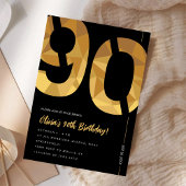 Invitation Elegant black and gold 90th Birthday Party