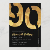 Invitation Elegant black and gold 90th Birthday Party (Devant)