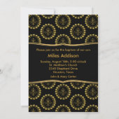 Invitation Elégant Black and Gold Baby Photo Christening (Dos)