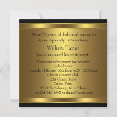 Invitation Élégant Black and Gold Mans Retraite Party (Dos)