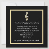 Invitation Elégant Black and Gold Music Treble Clef