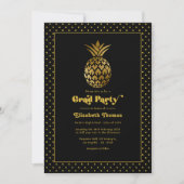 Invitation Élégant Black and Gold Pineapple Graduation Party (Devant)