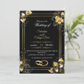 Invitation Elegant black and gold summer wedding (Debout devant)