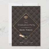 Invitation Élégant Black and Gold Virtual Graduation Party (Devant)
