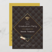 Invitation Élégant Black and Gold Virtual Graduation Party (Devant / Derrière)