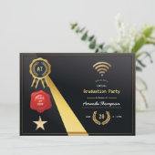 Invitation Élégant Black and Gold Virtual Graduation Party (Debout devant)