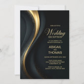 Invitation Elegant Black and Gold Wedding Reception (Devant)