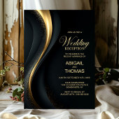 Invitation Elegant Black and Gold Wedding Reception