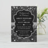 Invitation Elegant Black and Silver with Diamonds Wedding (Debout devant)