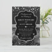 Invitation Elegant Black and Silver with Diamonds Wedding (Debout devant)
