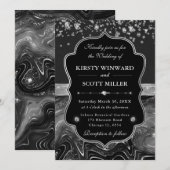 Invitation Elegant Black and Silver with Diamonds Wedding (Devant / Derrière)