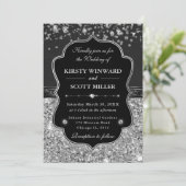 Invitation Elegant Black and Silver with Diamonds Wedding (Debout devant)