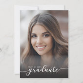 Invitation Élégant Black and White 4-Photo Graduation Party (Devant)