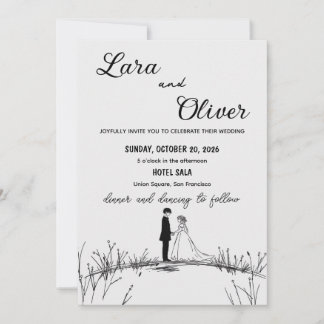Invitation elegant black and white chic wedding invittion