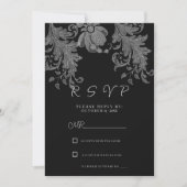 Invitation  Elegant black and white floral lace RSVP (Devant)