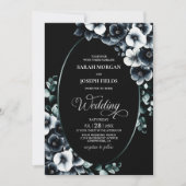 Invitation Elegant Black and White Floral Wedding (Devant)