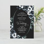 Invitation Elegant Black and White Floral Wedding (Debout devant)