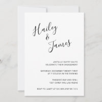 Élégant Black and White Modern Engagement Party
