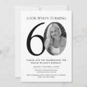 Invitation Elegant Black and White Photo Birthday (Devant)