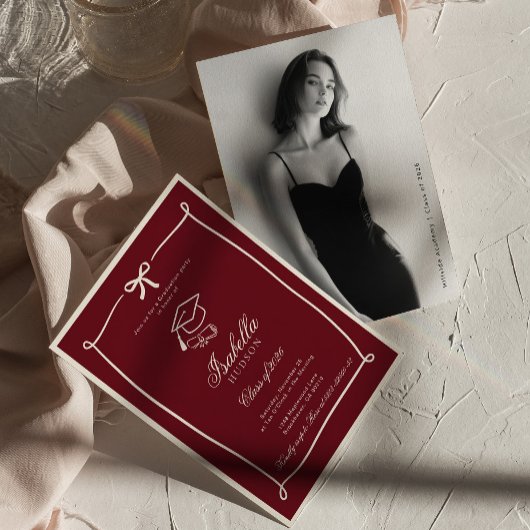 Invitation Elegant Black and white photo Graduation