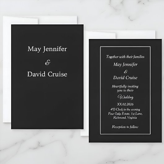 Invitation Elegant Black and White Premium Names Wedding