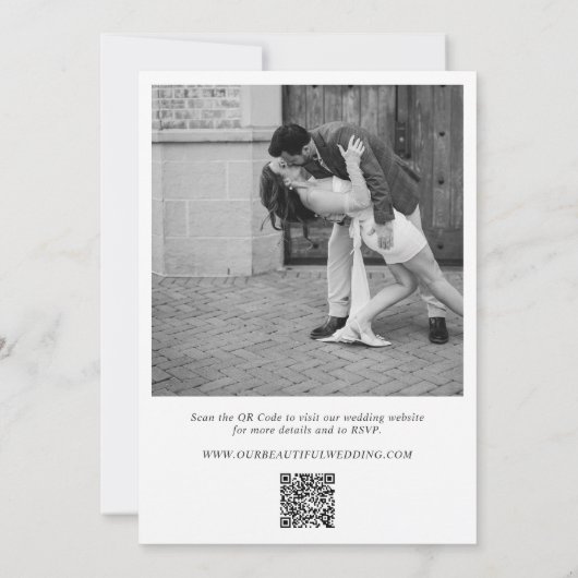 Invitation Elegant Black and White QR Code Modern Wedding (Dos)