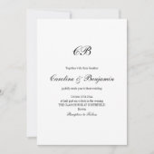 Invitation Elegant Black and White Script Monogram Wedding (Devant)