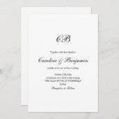 Invitation Elegant Black and White Script Monogram Wedding (Devant / Derrière)