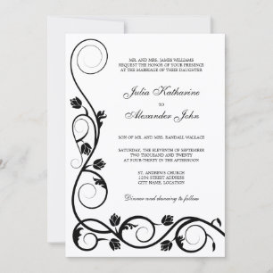 Invitation Elegant Black and White Swirls