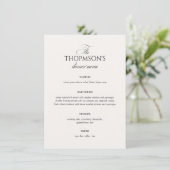 Invitation Elegant Black and White Wedding Menu Card (Debout devant)