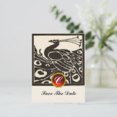 INVITATION ÉLÉGANT BLACK BLACK PEACOCK, ROUGE RUBY GEM MONOGR (Debout devant)