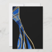 Invitation Élégant Black Blue Gold Agate Mariage (Dos)