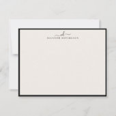 Invitation Elegant Black Border Monogram Note Card (Devant)