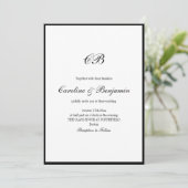 Invitation Elegant Black Border White Script Monogram Wedding (Debout devant)