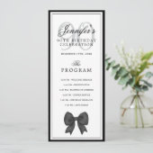 Invitation Elegant Black Bow 90th Birthday Program + Menu (Debout devant)
