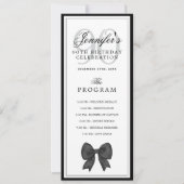 Invitation Elegant Black Bow 90th Birthday Program + Menu (Devant)