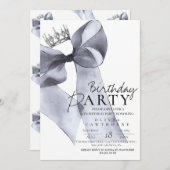 Invitation Elegant Black Bow Birthday Party  (Devant / Derrière)