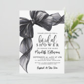 Invitation Elegant Black Bow Bridal Shower (Debout devant)