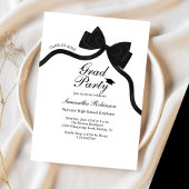 Invitation Élégant Black Bow Graduation Party