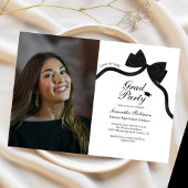 Invitation Élégant Black Bow Graduation Party Photo