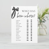 Invitation Elégant Black Bow Moderne Qui A Été Où Jeu (Debout devant)