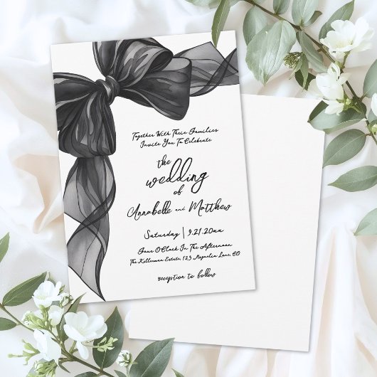 Invitation Elegant Black Bow Whimsical Wedding