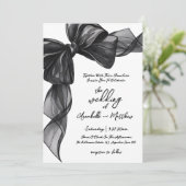 Invitation Elegant Black Bow Whimsical Wedding (Debout devant)