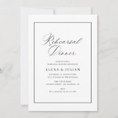 Invitation Elegant black calligraphy rehearsal dinner (Devant)