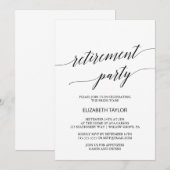 Invitation Élégant Black Calligraphy Retraite Party (Devant / Derrière)