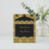 Invitation elegant black card gold star flower (Debout devant)