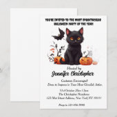 Invitation Elégant Black Cat spectaculaire fête d'Halloween (Devant / Derrière)