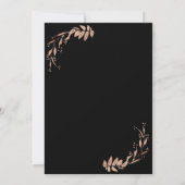 Invitation Élégant Black Chic Rose Gold Wreath Mariage (Dos)