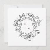 Invitation Elégant Black Chinoiserie Bird & Crest Mariage (Dos)