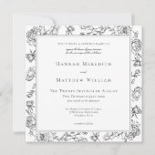 Invitation Elégant Black Chinoiserie Bird & Crest Mariage (Devant)